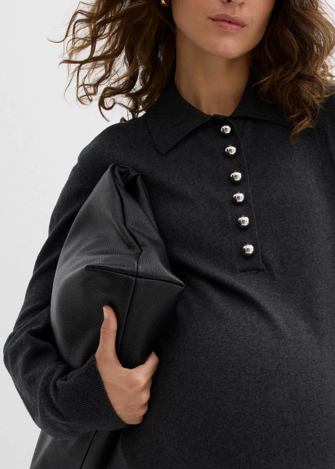 bonprix Bekleidung·Blazer|Umstandsmode^Umstands- und Stillkleid aus feingestrickter Bio-Baumwolle anthrazit meliert