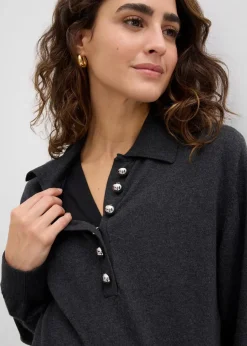 bonprix Bekleidung·Blazer|Umstandsmode^Umstands- und Stillkleid aus feingestrickter Bio-Baumwolle anthrazit meliert