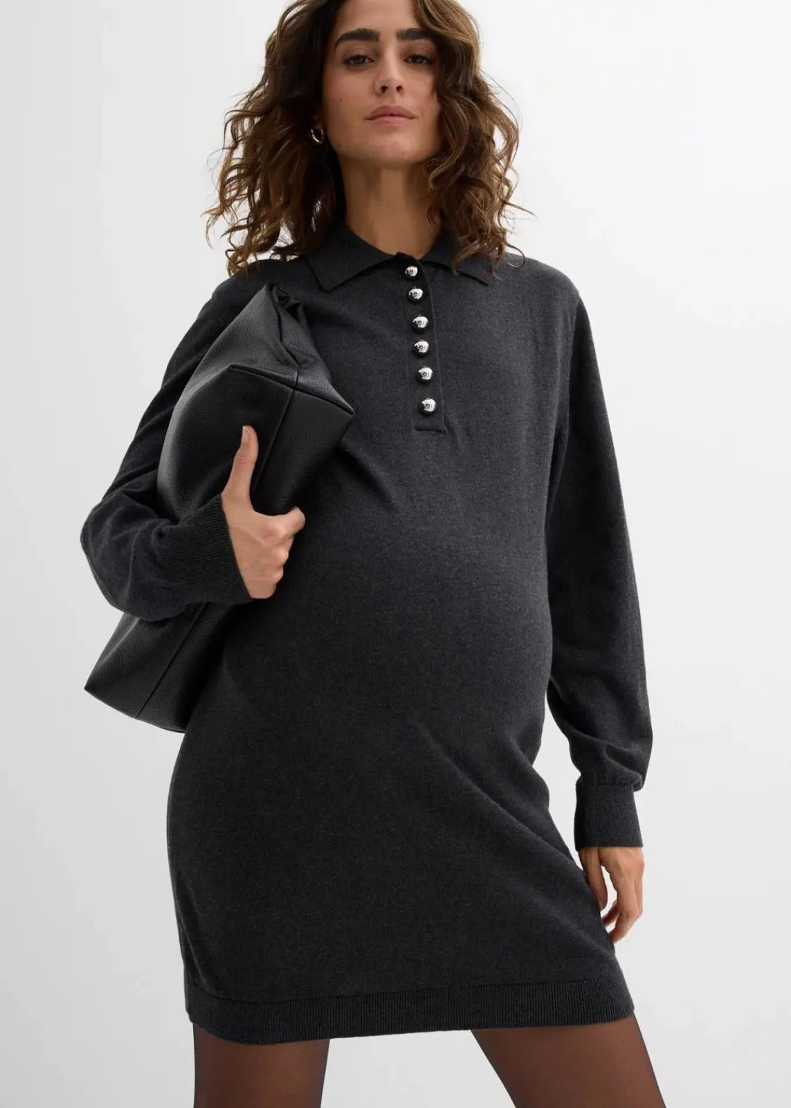 bonprix Bekleidung·Blazer|Umstandsmode^Umstands- und Stillkleid aus feingestrickter Bio-Baumwolle anthrazit meliert