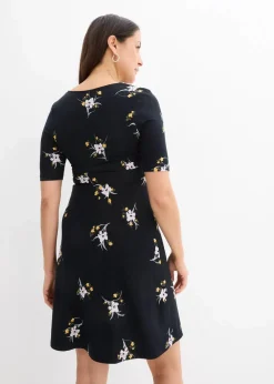 bonprix Bekleidung·Blazer|Umstandsmode^Umstands- und Stillkleid aus weicher Viskose schwarz geblümt