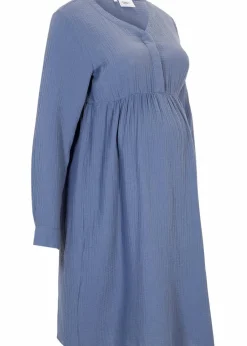 bonprix Bekleidung·Blazer|Umstandsmode^Umstands- und Stillkleid aus Baumwoll-Musselin rauchblau