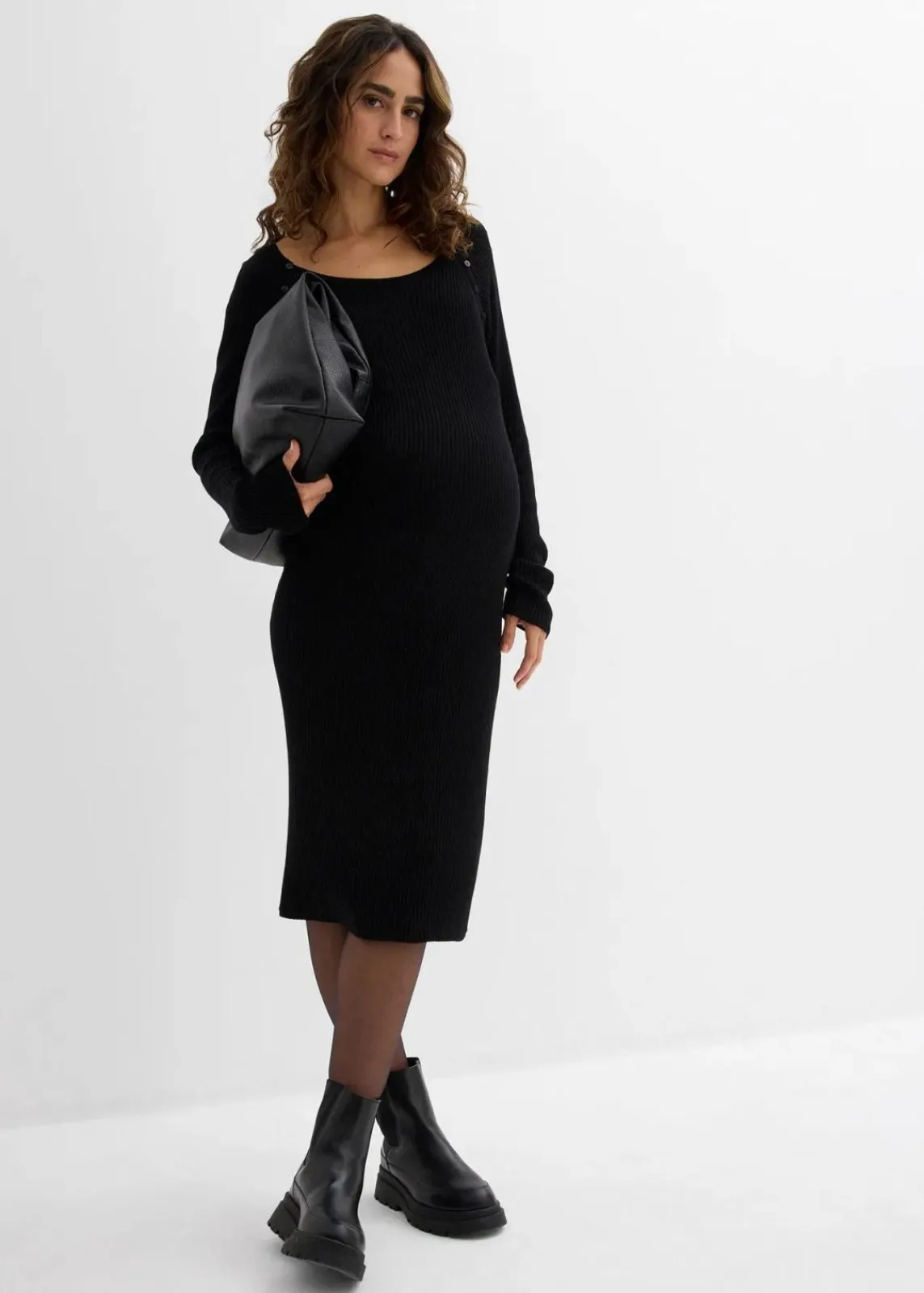 bonprix Bekleidung·Blazer|Umstandsmode^Umstands- und Stillkleid aus Strick schwarz