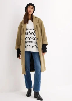 bonprix Bekleidung·Blazer|Umstandsmode^Umstands- und Stillpullover aus Baumwollmischgewebe schwarz/weiß norwegermuster