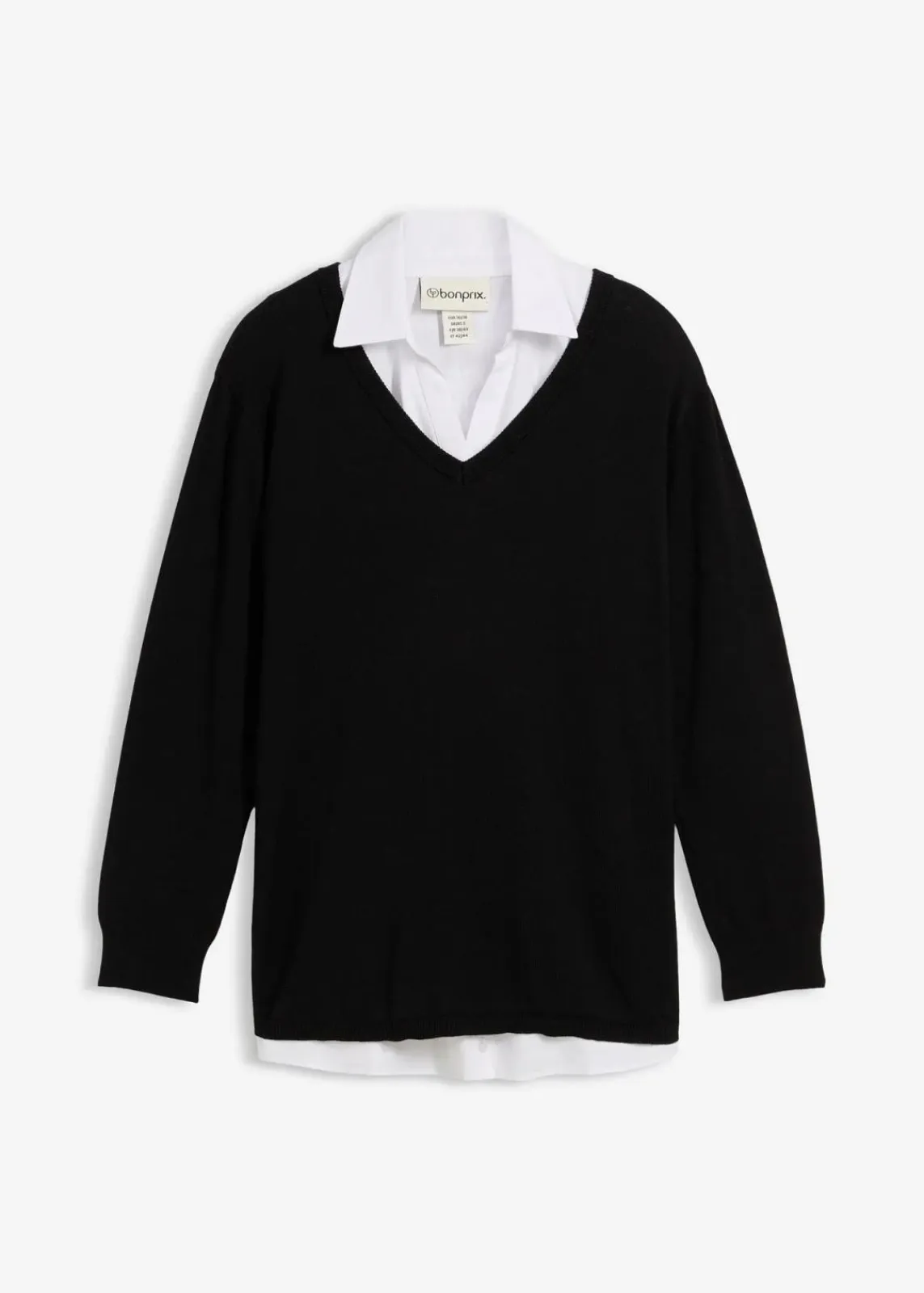 bonprix Bekleidung·Blazer|Umstandsmode^Umstands- und Stillset aus Pullover und ärmelloser Bluse aus Bio-Baumwolle schwarz/weiß