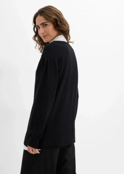 bonprix Bekleidung·Blazer|Umstandsmode^Umstands- und Stillset aus Pullover und ärmelloser Bluse aus Bio-Baumwolle schwarz/weiß
