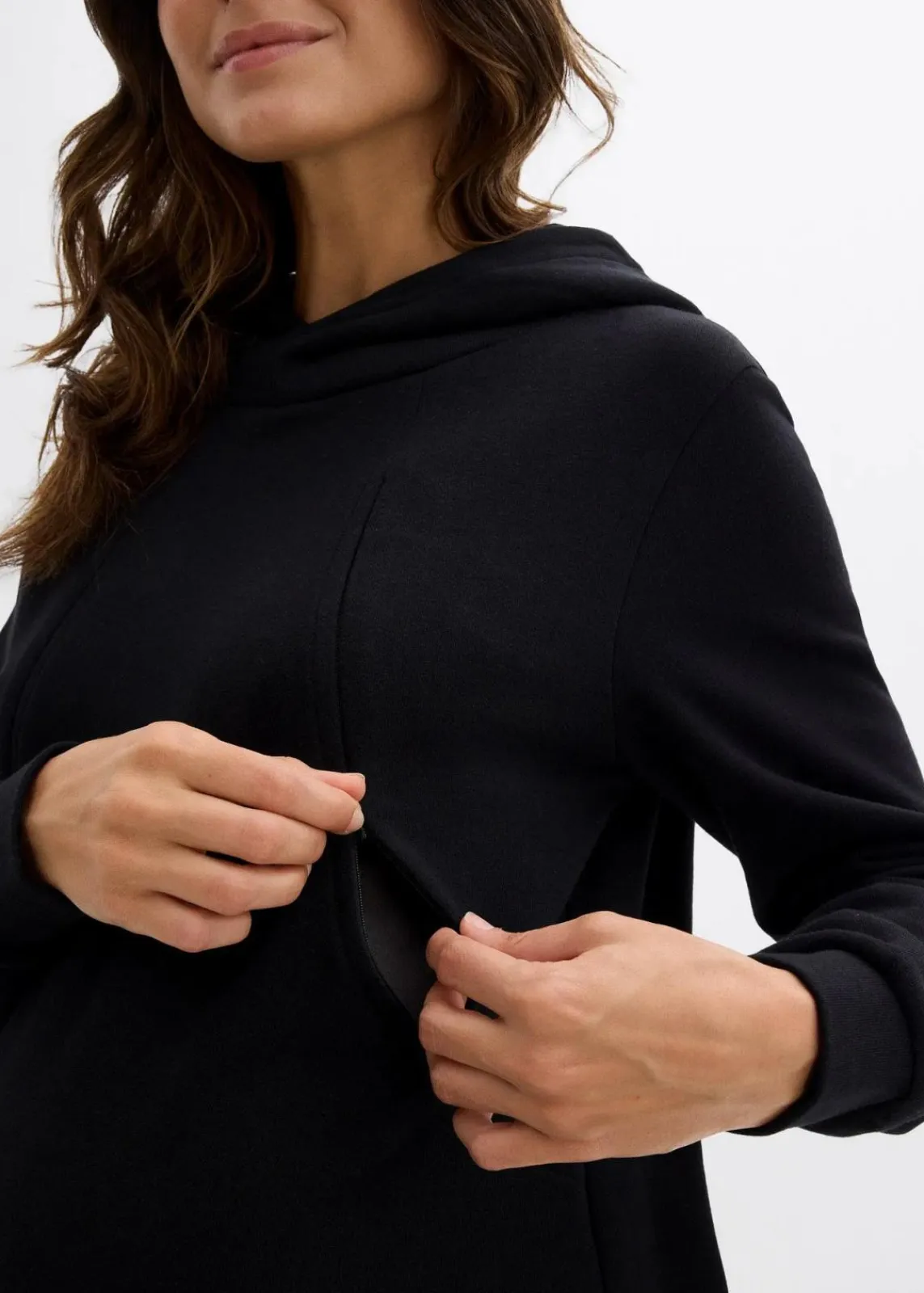 bonprix Umstandsmode|Nachhaltigere Materialien^Umstands- und Still-Sweatkleid aus Bio-Baumwolle schwarz