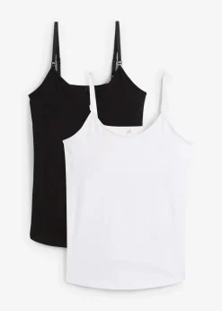 bonprix Bekleidung·Blazer|Nachhaltigere Materialien^Umstands- und Stilltops aus Bio-Baumwolle (2er-Pack) schwarz+weiß
