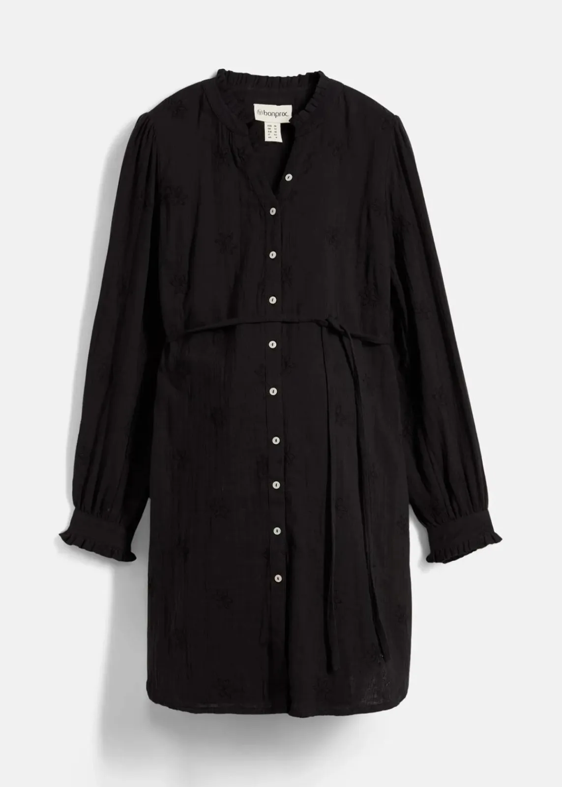 bonprix Bekleidung·Blazer|Umstandsmode^Umstandsblusenkleid aus weichem Baumwoll-Musselin schwarz