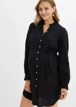 bonprix Bekleidung·Blazer|Umstandsmode^Umstandsblusenkleid aus weichem Baumwoll-Musselin schwarz