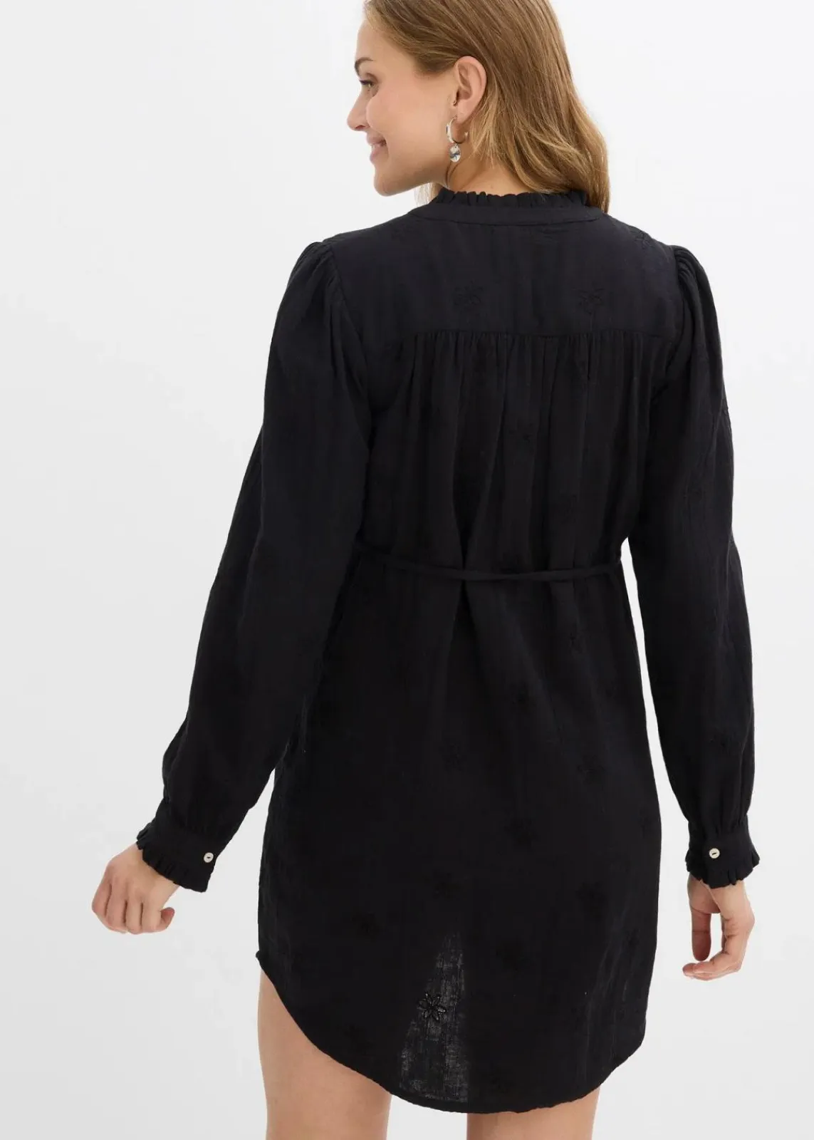 bonprix Bekleidung·Blazer|Umstandsmode^Umstandsblusenkleid aus weichem Baumwoll-Musselin schwarz