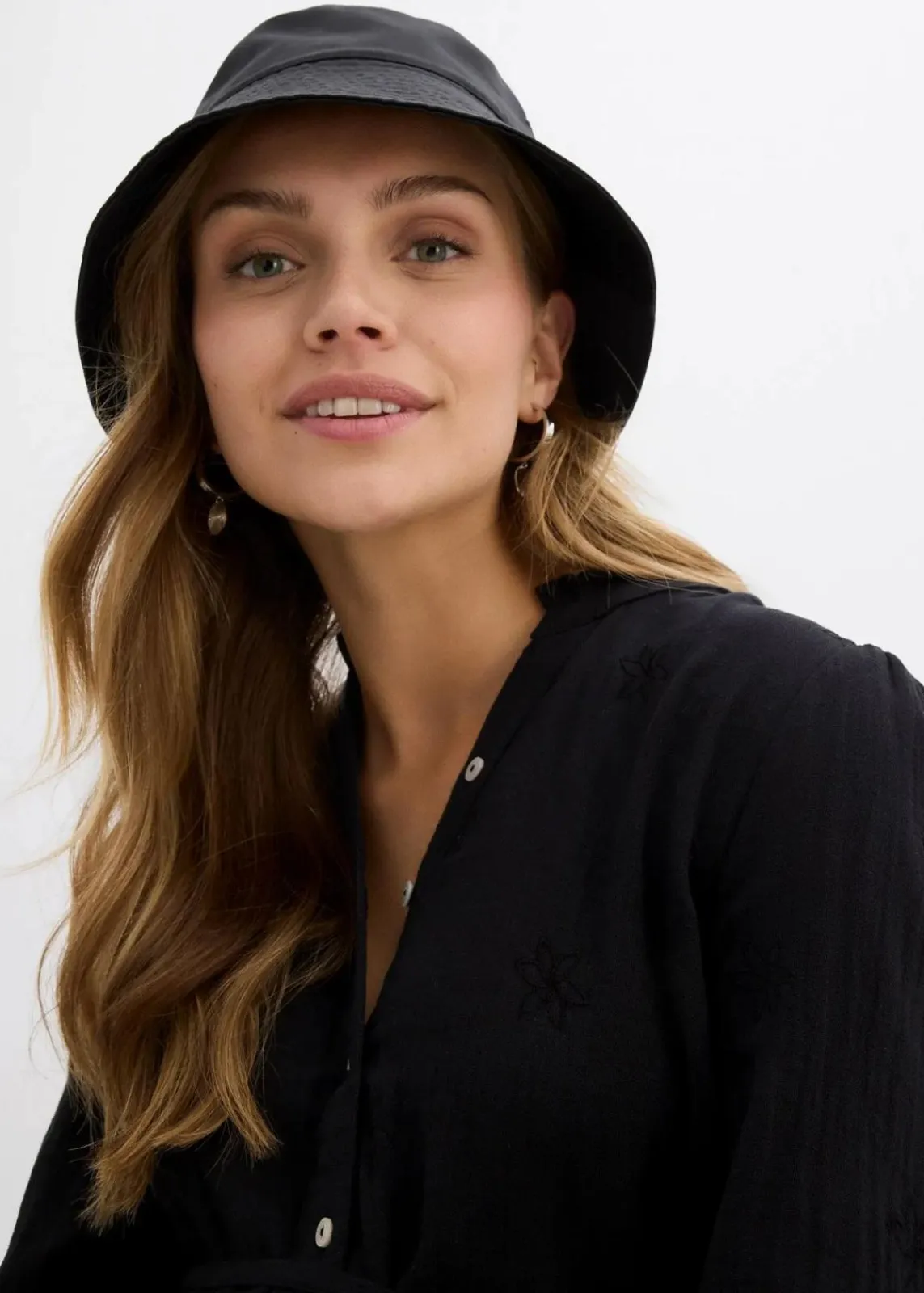 bonprix Bekleidung·Blazer|Umstandsmode^Umstandsblusenkleid aus weichem Baumwoll-Musselin schwarz