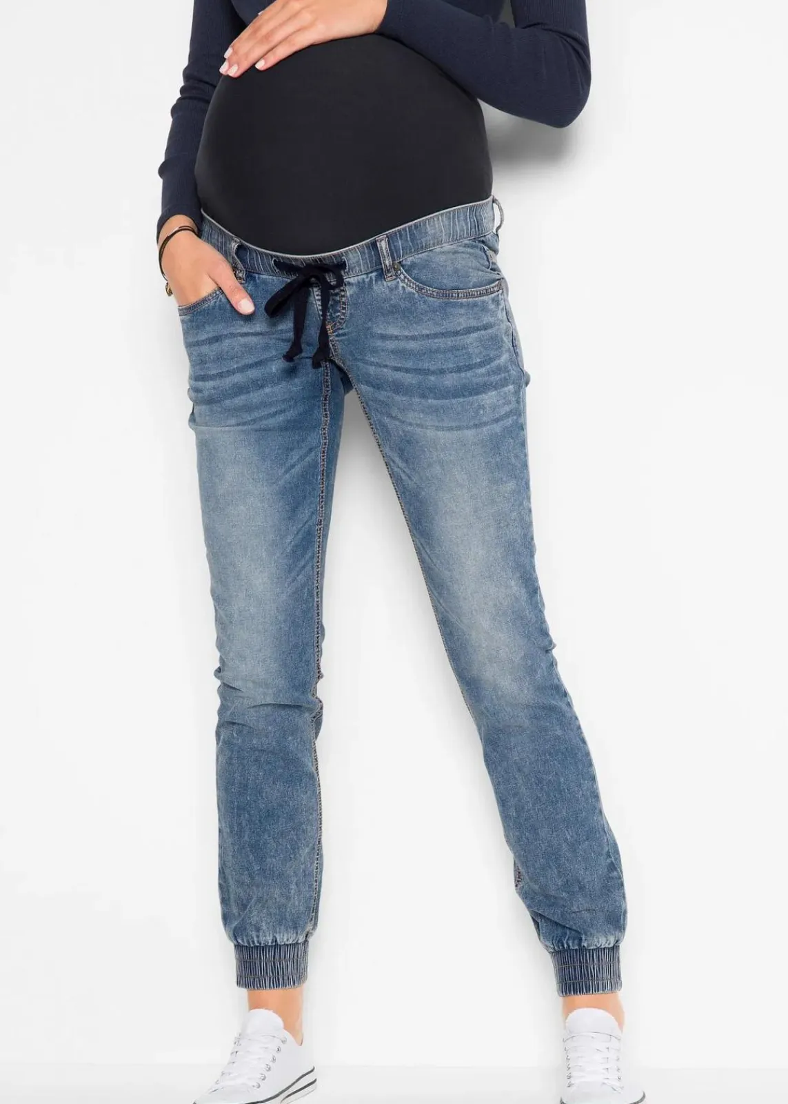 bonprix Bekleidung·Blazer|Umstandsmode^Umstands-Denimjogger aus Bio-Baumwolle hellblau used