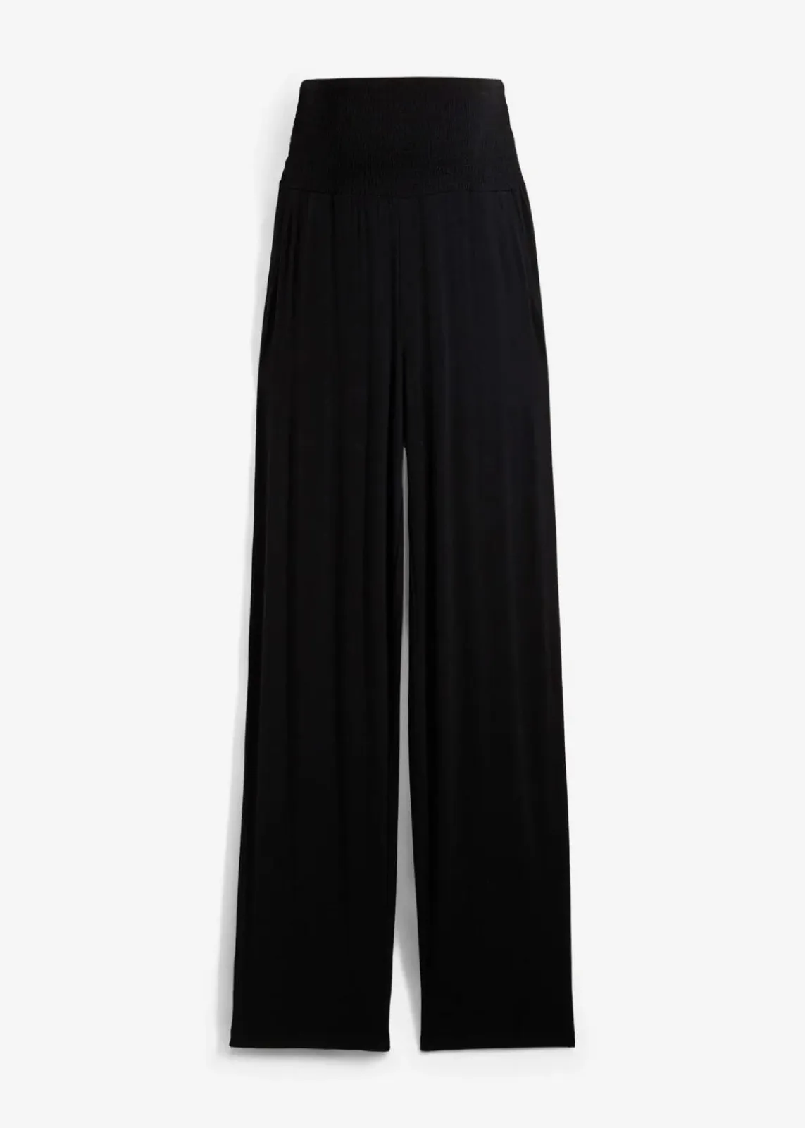 bonprix Bekleidung·Blazer|Nachhaltigere Materialien^Umstandshose aus Jersey mit gesmoktem Bund, gerades Bein schwarz