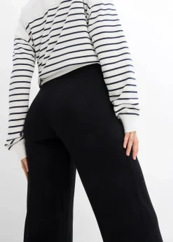 bonprix Bekleidung·Blazer|Nachhaltigere Materialien^Umstandshose aus Jersey mit gesmoktem Bund, gerades Bein schwarz