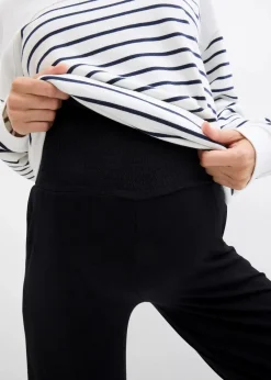 bonprix Bekleidung·Blazer|Nachhaltigere Materialien^Umstandshose aus Jersey mit gesmoktem Bund, gerades Bein schwarz