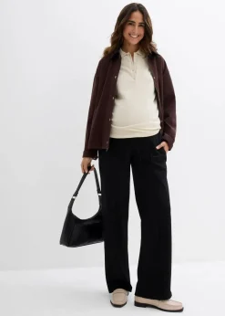 bonprix Bekleidung·Blazer|Umstandsmode^Umstandshose aus Punto di Roma, gerades, weites Bein schwarz