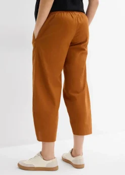 bonprix Bekleidung·Blazer|Umstandsmode^Umstandshose mit Bauchband aus Leinen-Mix bronze