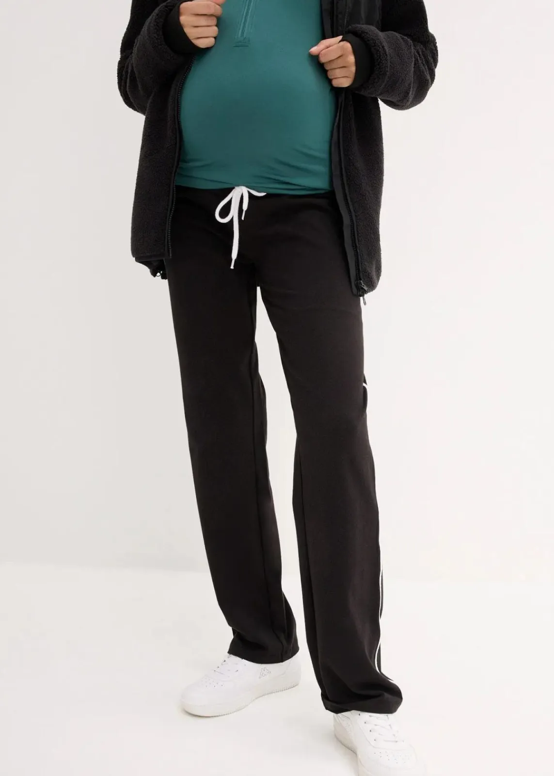 bonprix Bekleidung·Blazer|Umstandsmode^Umstandshosen aus Baumwoll-Jersey, Straight Leg (2er-Pack) dunkelblau+schwarz