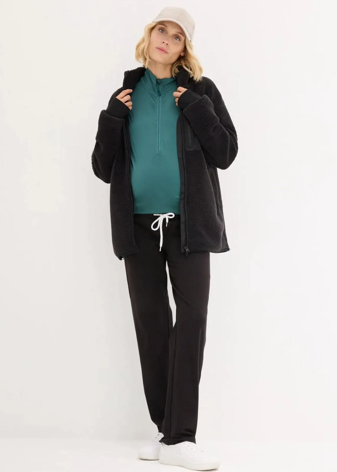 bonprix Bekleidung·Blazer|Umstandsmode^Umstandshosen aus Baumwoll-Jersey, Straight Leg (2er-Pack) dunkelblau+schwarz