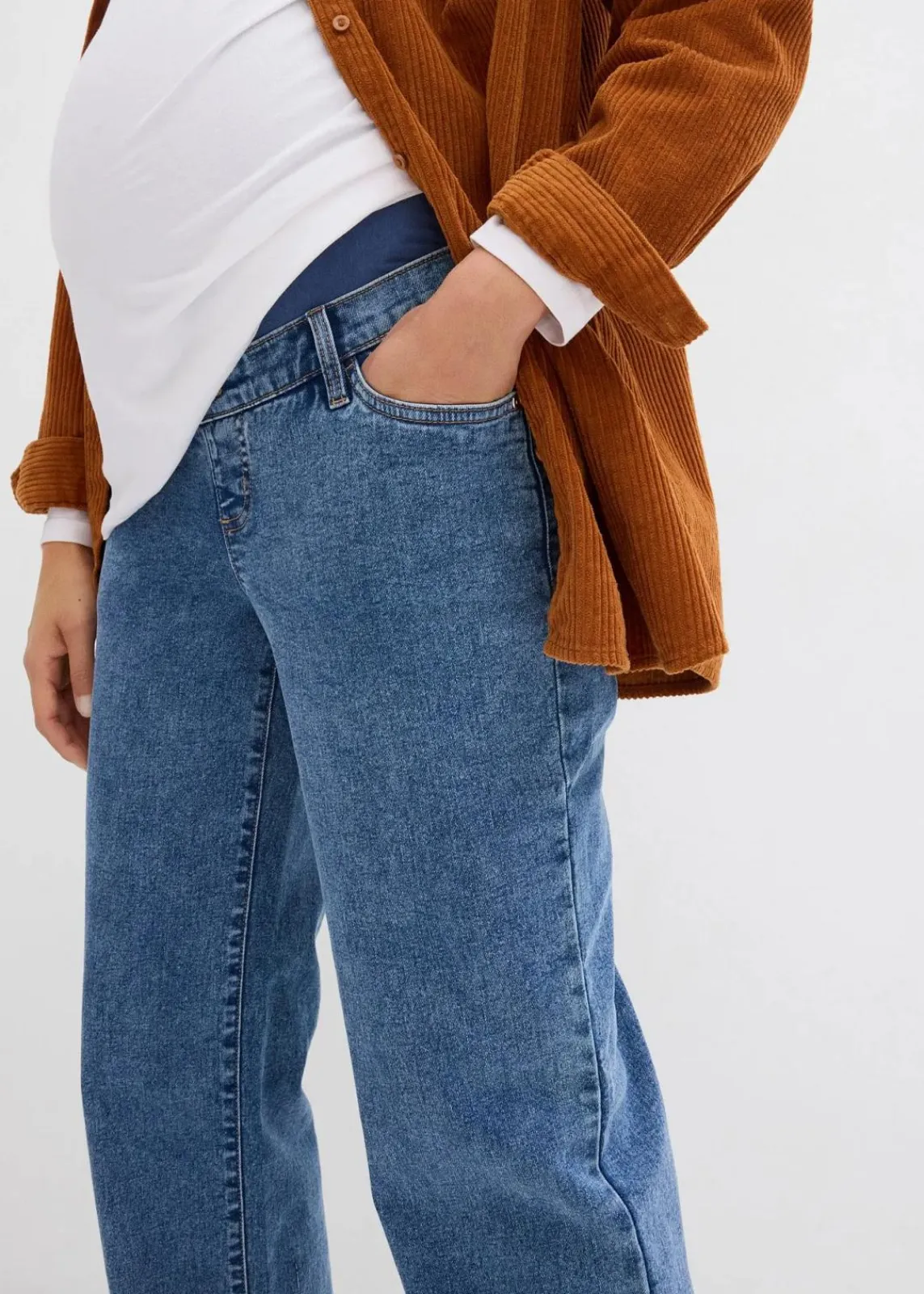 bonprix Bekleidung·Blazer|Umstandsmode^Umstandsjeans aus Bio-Baumwolle, Loose Fit blau denim/hellindigo