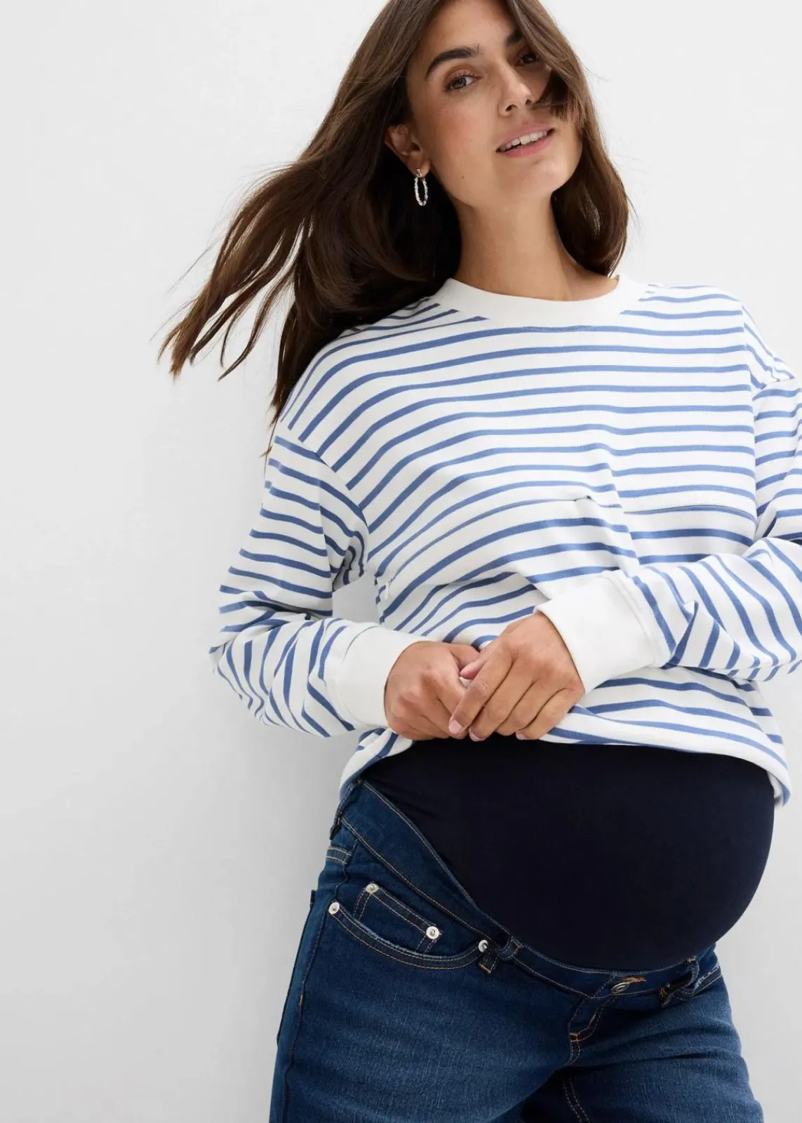bonprix Umstandsmode|Kurzgrößen^Umstandsjeans, Bootcut dunkelblau denim