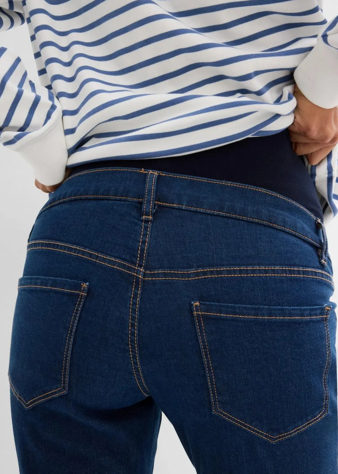 bonprix Umstandsmode|Kurzgrößen^Umstandsjeans, Bootcut dunkelblau denim