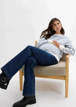 bonprix Umstandsmode|Kurzgrößen^Umstandsjeans, Bootcut dunkelblau denim