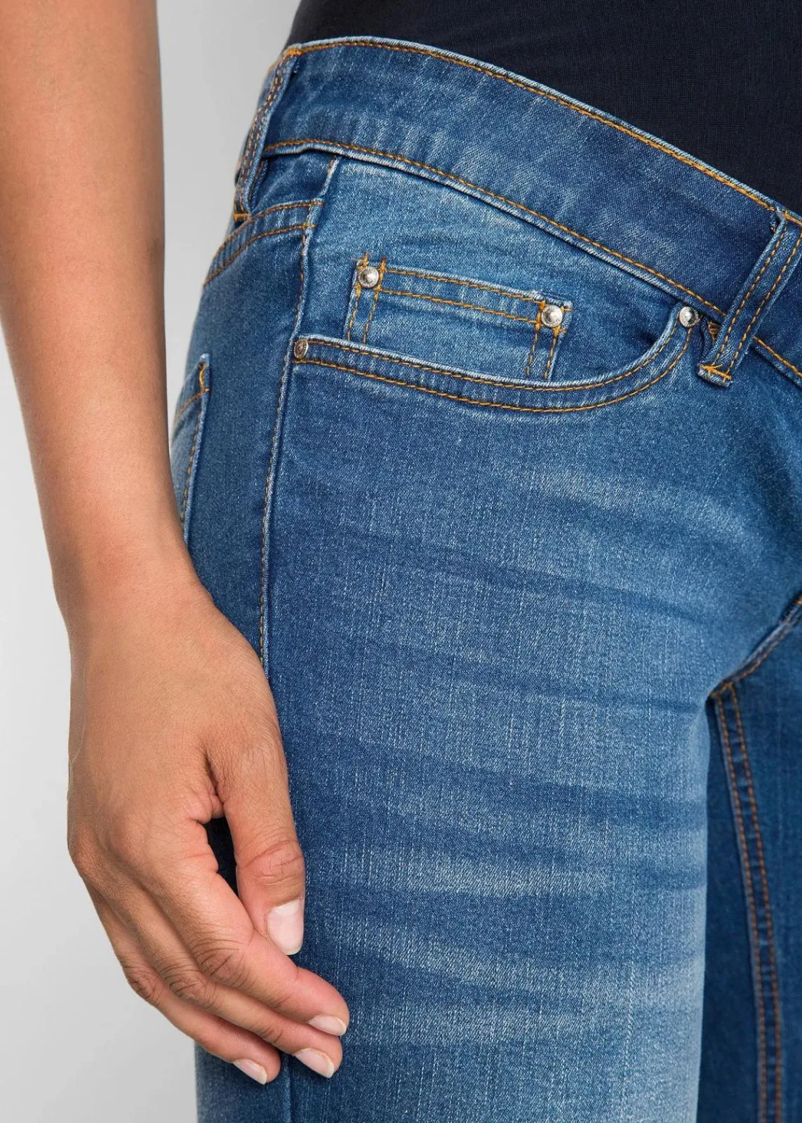 bonprix Kurzgrößen|Bekleidung·Blazer^Umstandsjeans, Bootcut blau denim