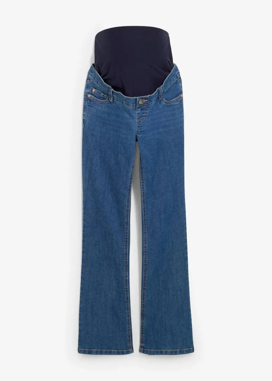 bonprix Bekleidung·Blazer|Umstandsmode^Umstandsjeans mit Bio-Baumwolle, leicht ausgestelltes Bein blau denim