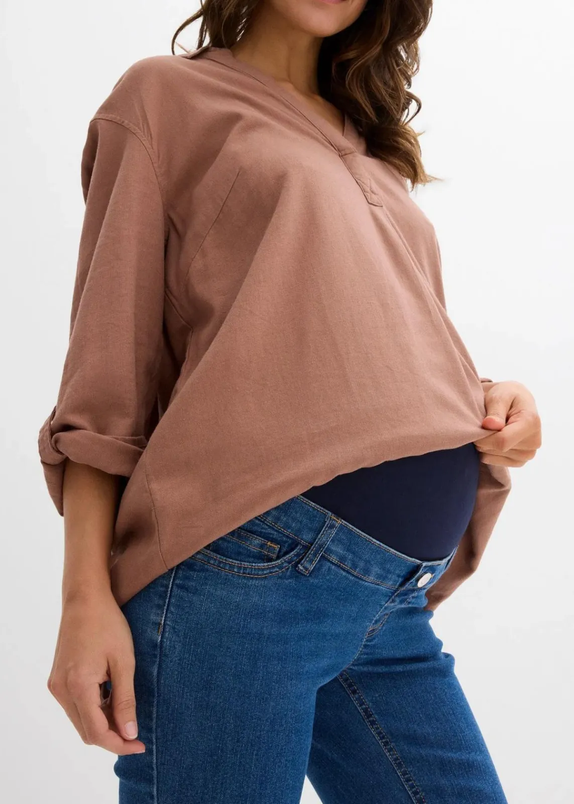 bonprix Bekleidung·Blazer|Umstandsmode^Umstandsjeans mit Bio-Baumwolle, leicht ausgestelltes Bein blau denim