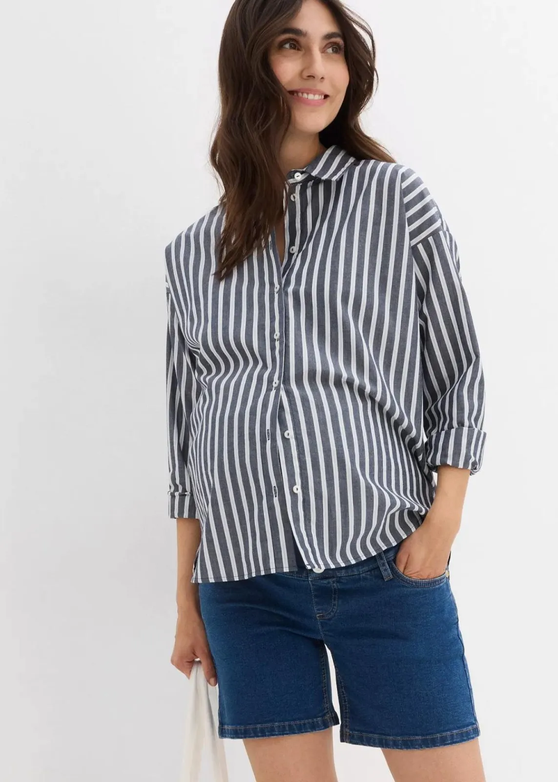 bonprix Bekleidung·Blazer|Umstandsmode^Umstandsjeansshorts aus Baumwoll- Stretchdenim blau denim