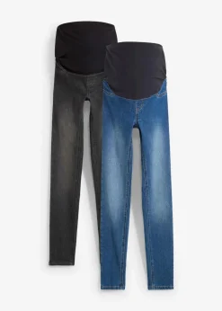 bonprix Bekleidung·Blazer|Umstandsmode^Umstandsjeggings mit Baumwolle (2er Pack), Skinny blue stone/black stone