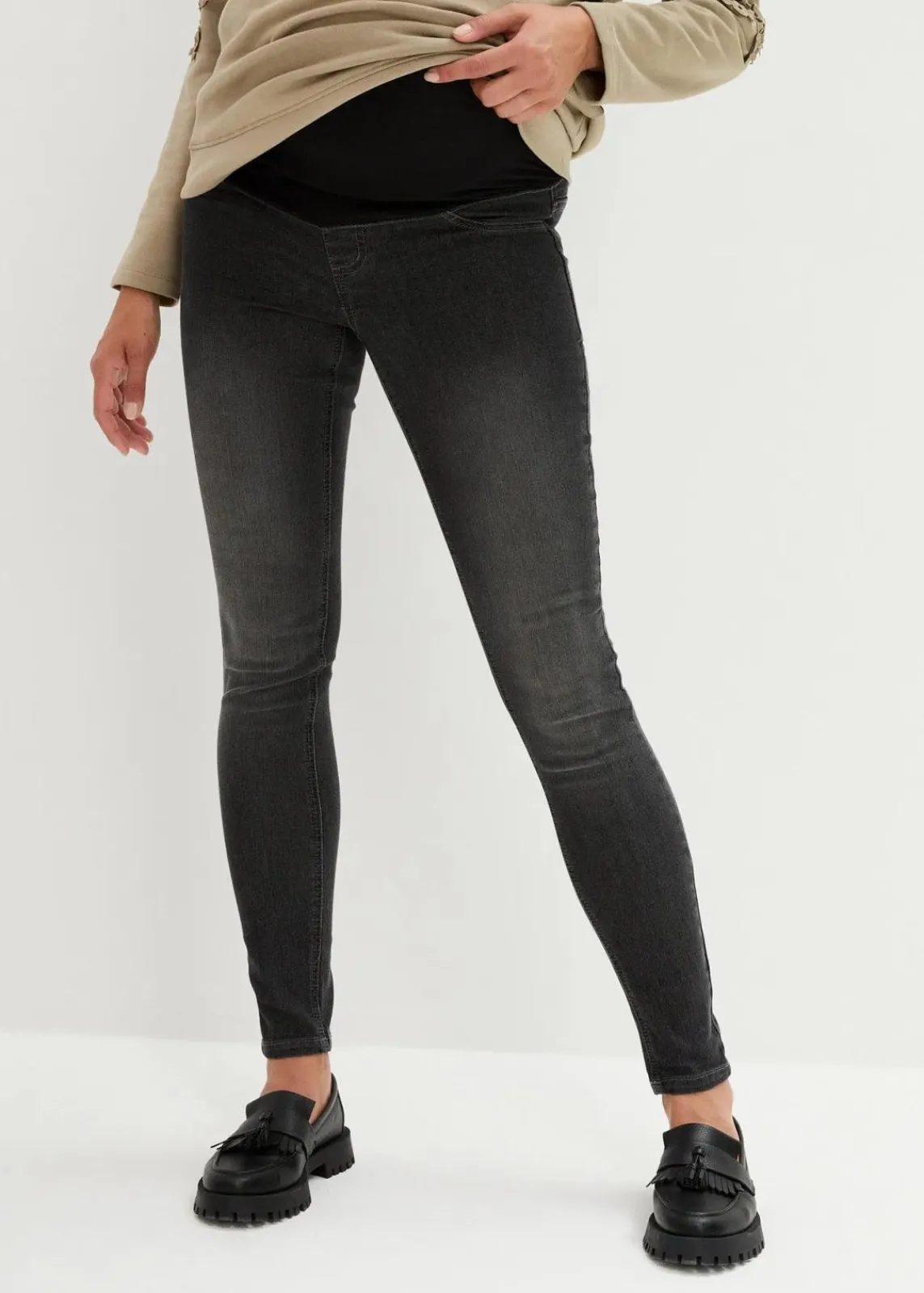 bonprix Bekleidung·Blazer|Umstandsmode^Umstandsjeggings mit Baumwolle (2er Pack), Skinny blue stone/black stone