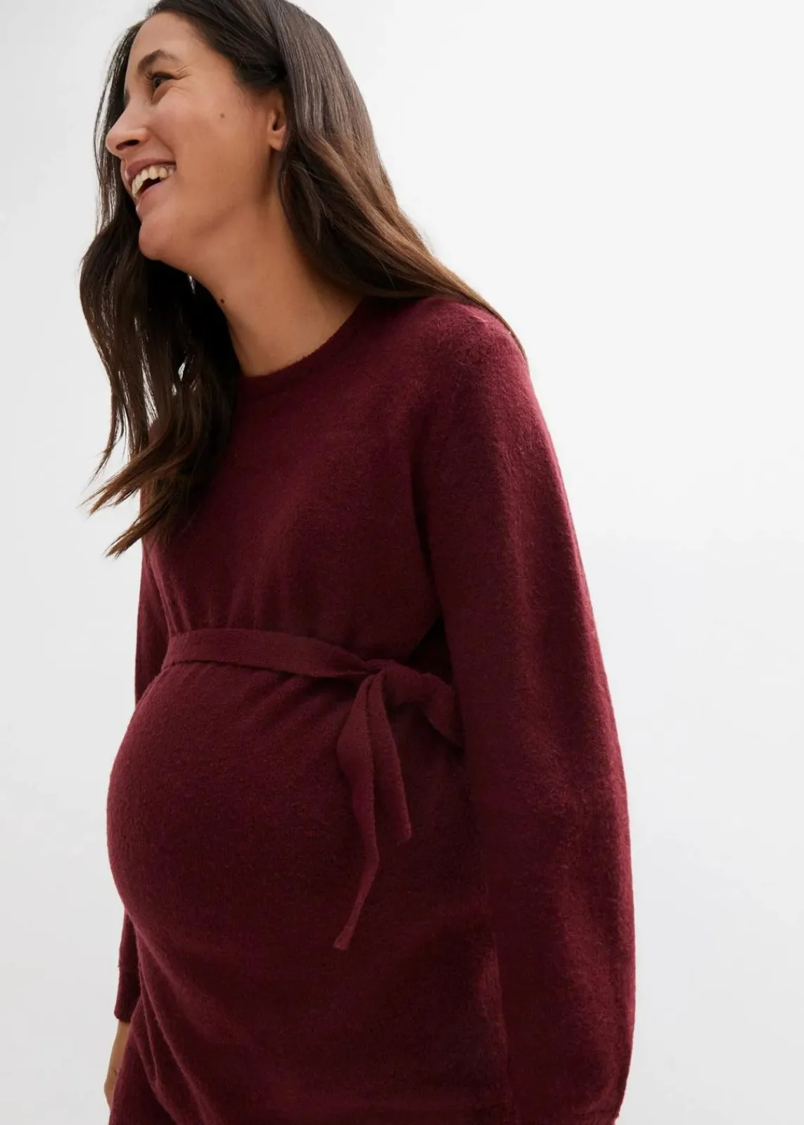 bonprix Umstandsmode|Bekleidung·Blazer^Umstandskleid aus flauschigem Strick ahornrot meliert