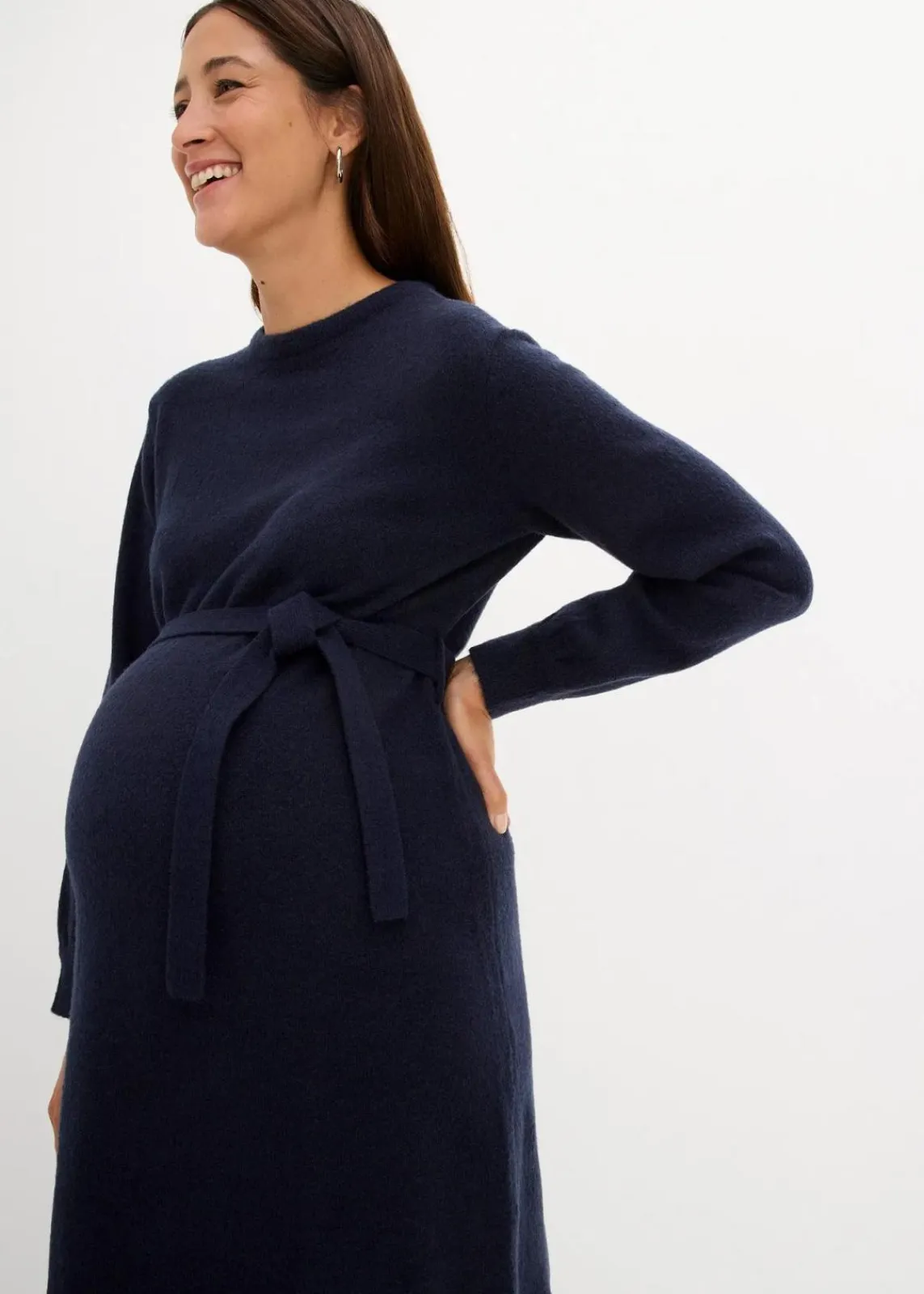 bonprix Bekleidung·Blazer|Umstandsmode^Umstandskleid aus flauschigem Strick dunkelblau