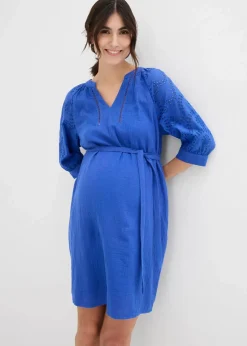 bonprix Bekleidung·Blazer|Umstandsmode^Umstandskleid aus reinem Baumwoll- Musselin edelsteinblau