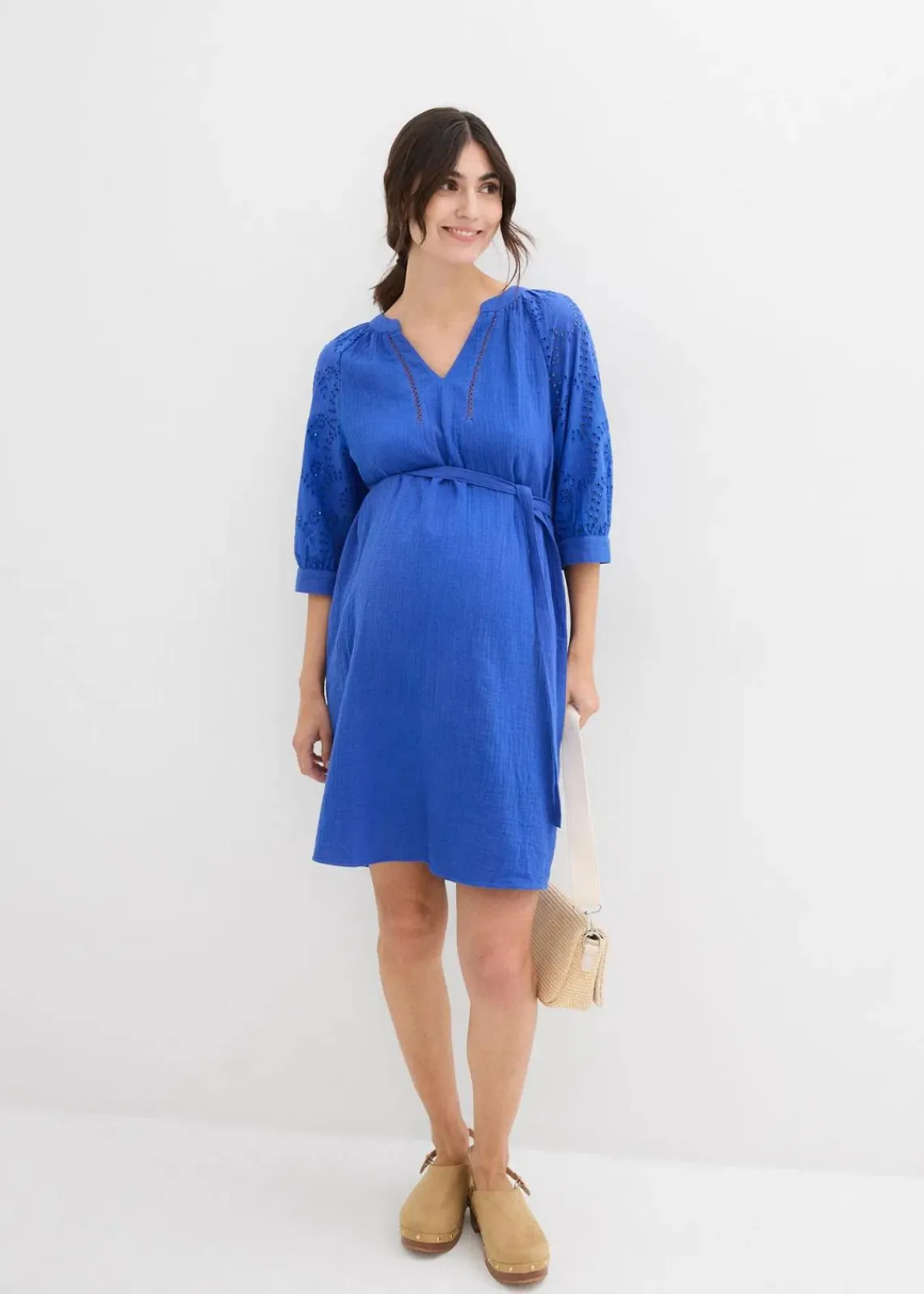 bonprix Bekleidung·Blazer|Umstandsmode^Umstandskleid aus reinem Baumwoll- Musselin edelsteinblau