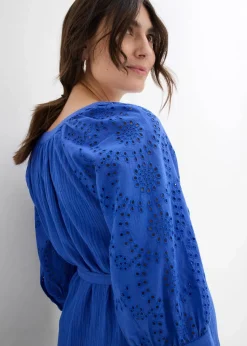 bonprix Bekleidung·Blazer|Umstandsmode^Umstandskleid aus reinem Baumwoll- Musselin edelsteinblau