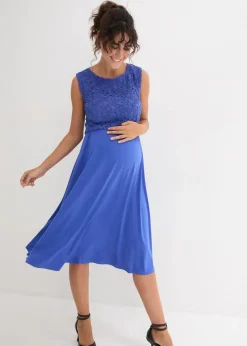 bonprix Nachhaltigere Materialien|Umstandsmode^Umstandskleid mit Spitze aus Jersey blau
