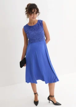bonprix Nachhaltigere Materialien|Umstandsmode^Umstandskleid mit Spitze aus Jersey blau