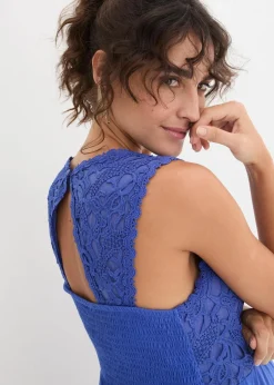 bonprix Nachhaltigere Materialien|Umstandsmode^Umstandskleid mit Spitze aus Jersey blau