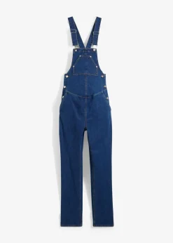bonprix Bekleidung·Blazer|Umstandsmode^Umstandslatzhose mit verstellbarer Bauchweite, Straight Leg blau denim