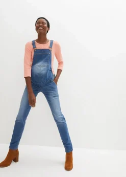 bonprix Bekleidung·Blazer|Umstandsmode^Umstands-Latzhose, Straight Leg hellblau denim