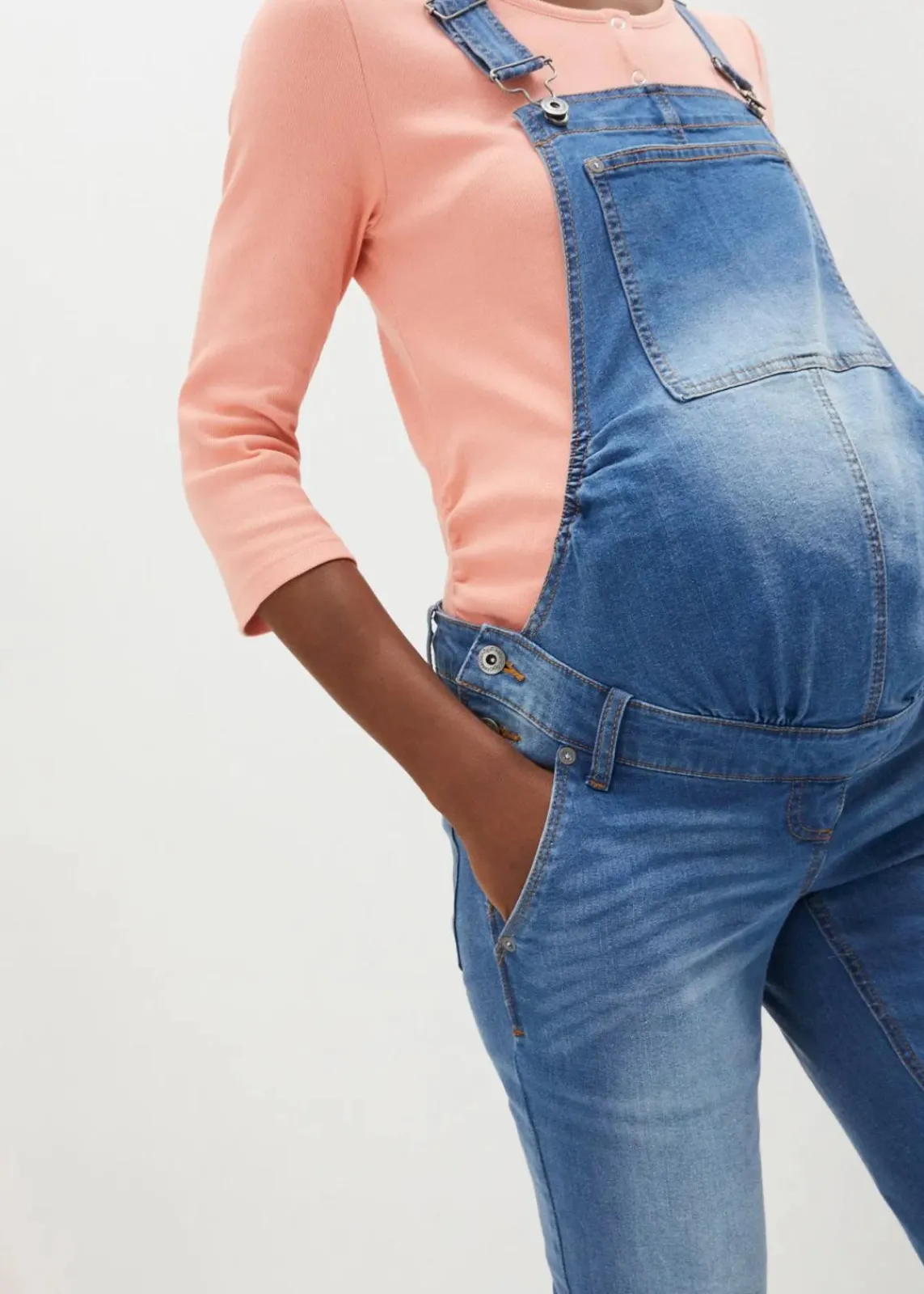 bonprix Bekleidung·Blazer|Umstandsmode^Umstands-Latzhose, Straight Leg hellblau denim