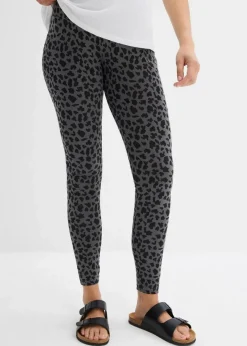 bonprix Umstandsmode|Nachhaltigere Materialien^Umstandsleggings aus Bio-Baumwolle (2er Pack) schwarz+rauchgrau leo bedruckt