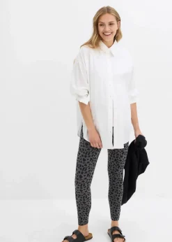bonprix Umstandsmode|Nachhaltigere Materialien^Umstandsleggings aus Bio-Baumwolle (2er Pack) schwarz+rauchgrau leo bedruckt