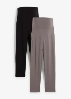 bonprix Umstandsmode|Bekleidung·Blazer^Umstands-Leggings in Capri-Länge (2er Pack) schwarz/rauchgrau