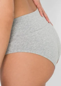 bonprix Wäsche·Still- & Umstandswäsche|Wäsche·Baumwollunterwäsche^Umstandspanty mit Bio-Baumwolle (3er Pack) schwarz + hellgrau meliert + mattbeige