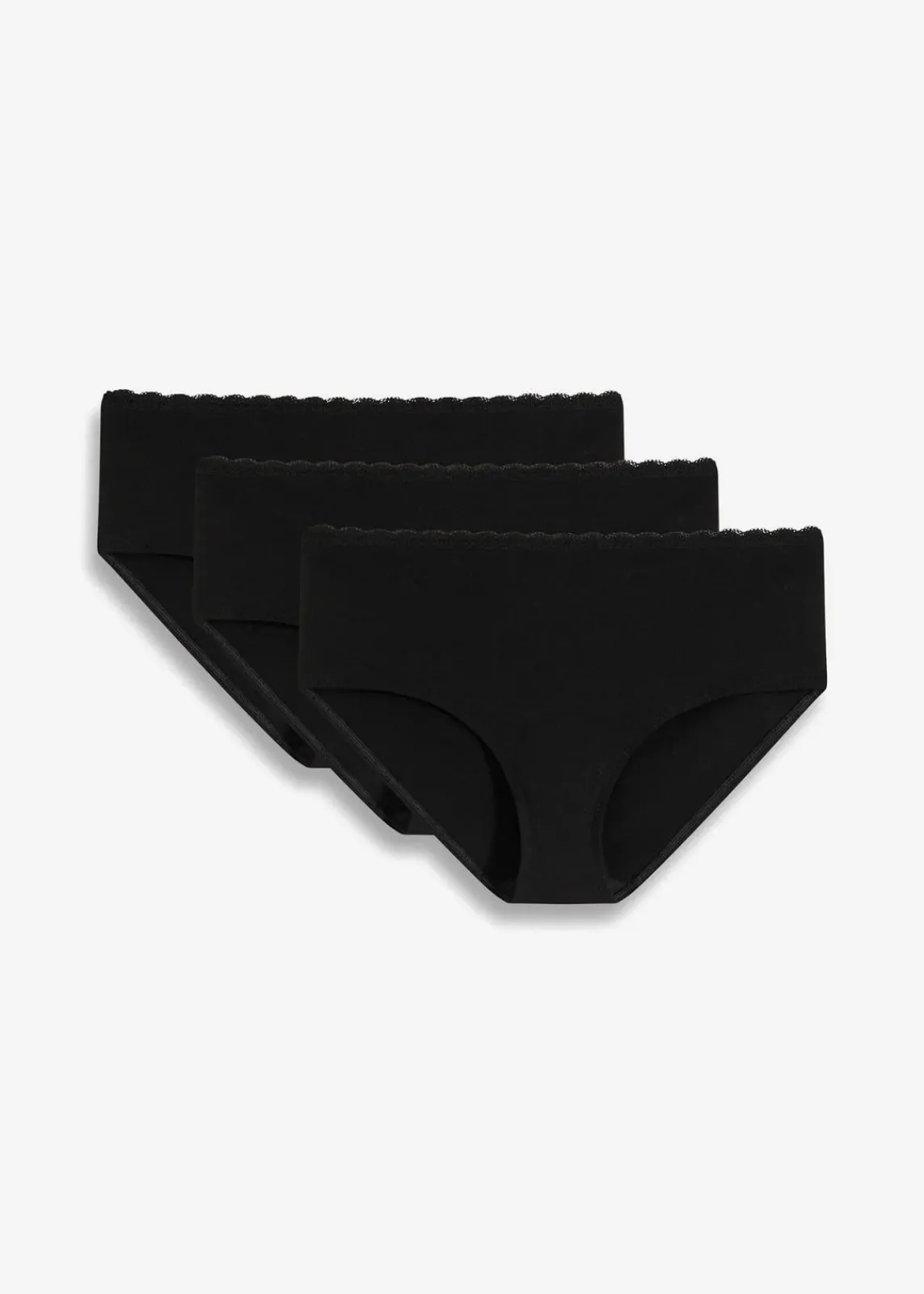 bonprix Umstandsmode|Höschen^Umstandspanty mit Bio-Baumwolle und Spitze (3er Pack) 3x schwarz