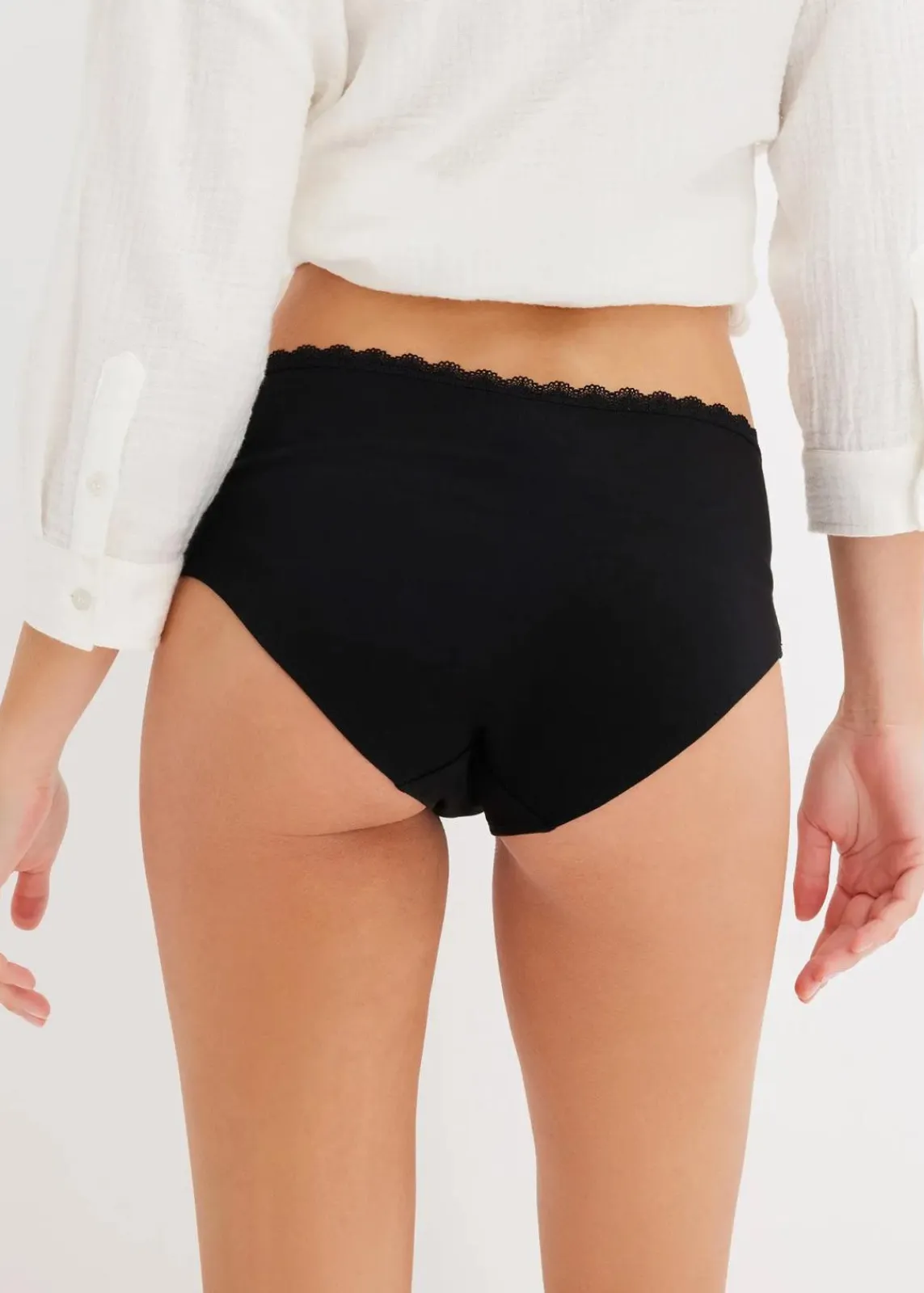 bonprix Umstandsmode|Höschen^Umstandspanty mit Bio-Baumwolle und Spitze (3er Pack) 3x schwarz